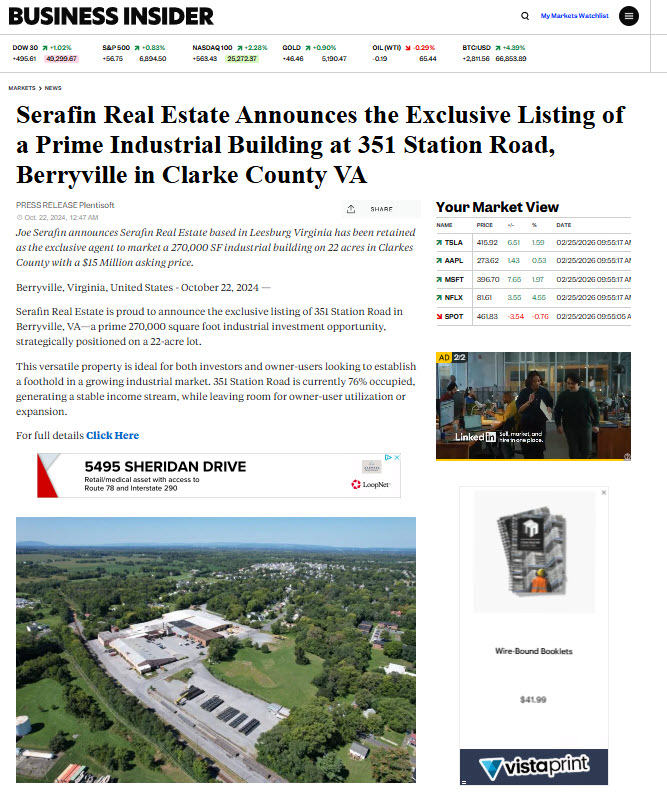 Press release SEO for Industrial Warehouse Northern Virginia